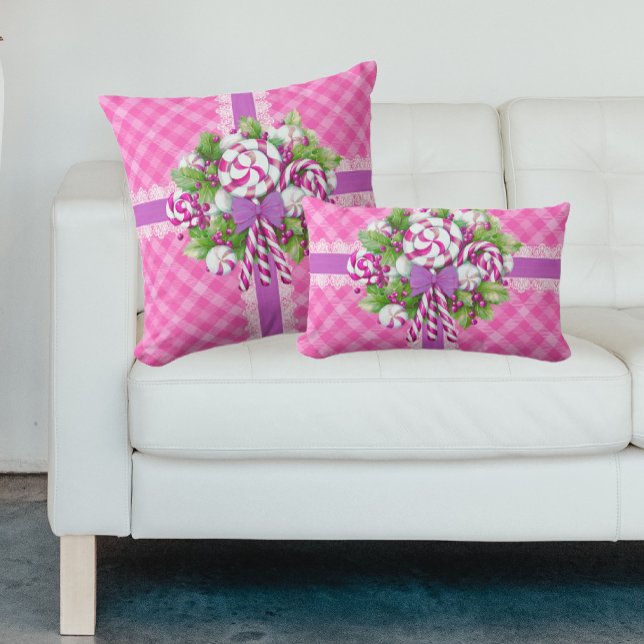 Süße Hütte Rosa und Lila Lendenkissen (Sweet as candy, these pink and purple pillows come in 3 sizes!)