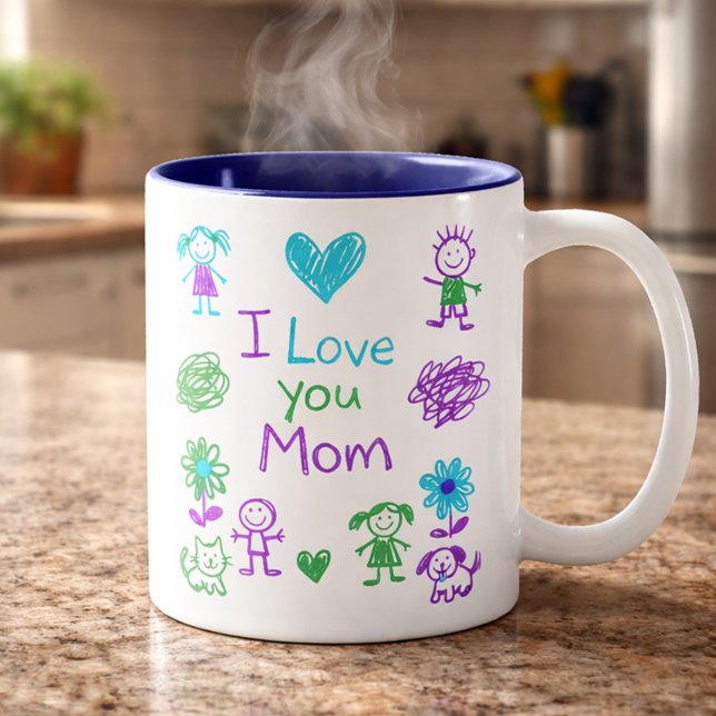 Süße Ich Liebe Dich Mama Doodle Kaffeetasse (Von Creator hochgeladen)