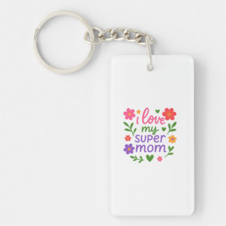 Süße „Ich liebe meine Super-Mama“ Blumen-Anhänger Schlüsselanhänger