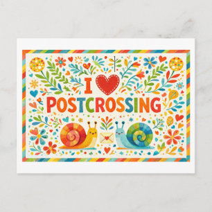 Süße "Ich liebe Postcrossing"-Postkarte Postkarte