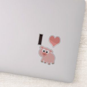 Süße Ich liebe Schweine mit einem rosa Cartoon-Sch Aufkleber