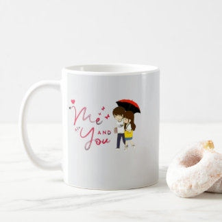 Süße Ich und Du Cartoon-Paar Tasse mit Herzen | R