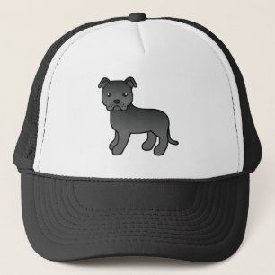 Süße Illustration eines Black Staffordshire Bull T Truckerkappe
