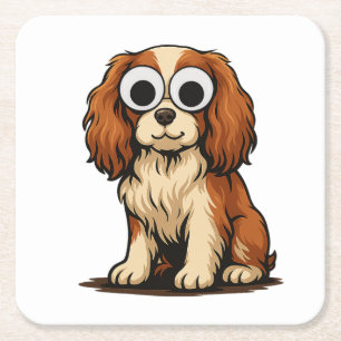 Süße Illustration eines Hundes mit Glubschaugen Rechteckiger Pappuntersetzer