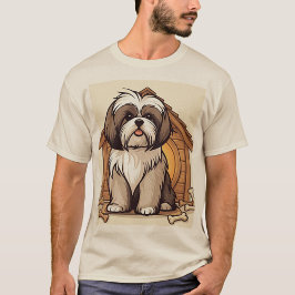 Süße Illustration eines Shih-Tzu-Hundehauses T-Shirt