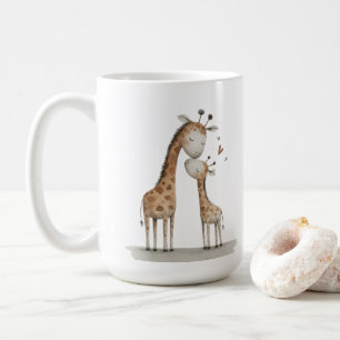 Süße Illustration von Mama und Baby-Giraffe Kaffeetasse