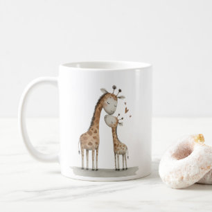 Süße Illustration von Mama und Baby-Giraffe Kaffeetasse