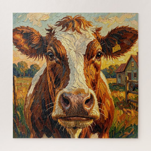 Süße Impasto-Kuh auf dem Bauernhof  (Vertikal)