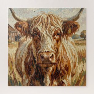 Süße Impasto-Kuh auf rustikaler Ranch