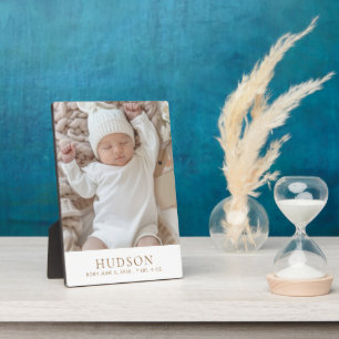 Süße individuelle Baby-Foto-Geburtsstatistik Fotoplatte