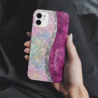 Süße irisierende rosa silberne falsche Glitter-Mon