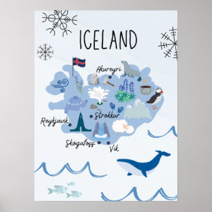 Süße Island-Reisekarte Poster