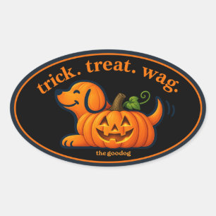 Süße Jack-O-Lantern-Hund-Silhouette Ovaler Aufkleber