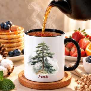 Süße Jägergrün-Aquarell-Tannen-Weihnachten Tasse