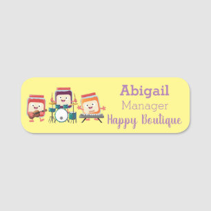 Süße Jam-Session-Cartoon-Musiker-Humor Namensschild