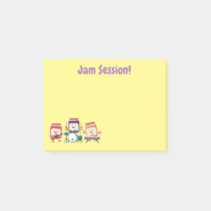 Süße Jam-Session-Cartoon-Musiker Humor Post-it Klebezettel