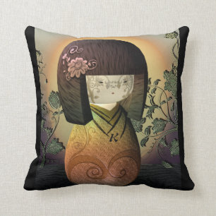 Süße Japaner Kokeshi Puppen-personalisiertes Kissen