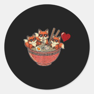 Süße japanische Fuchs Ramen Nudeln Anime Valentins Runder Aufkleber