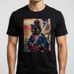 Süße japanische Samurai-Katze  T-Shirt