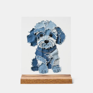 Süße Jeans-Patchwork-Hunde-Illustration Acrylschild