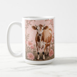 Süße Jersey-Kuh Rosa Blumenmuster Kaffeetasse