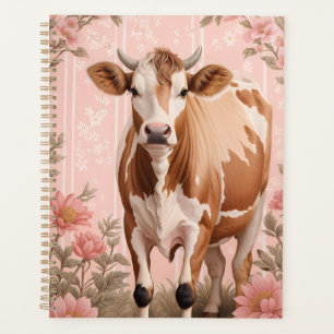 Süße Jersey-Kuh Rosa Blumenmuster Planer