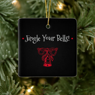 Süße Jingle Bells Schwarz & Roter Baumschmuck Keramikornament