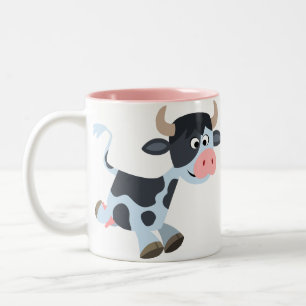 Süße Jogging-Cartoon-Kuh-Tasse Zweifarbige Tasse