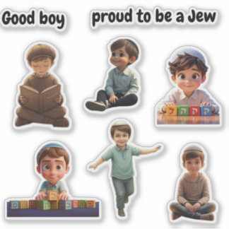 Süße jüdische Kinder Sticker – „Ich bin stolz, jüd