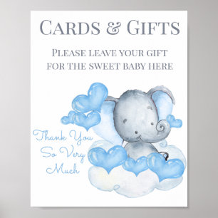 Süße Jungen-Elefanten-Baby-Party-Geschenktisch-Sch Poster