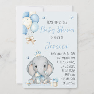 Süße Jungen-Elefanten-Prinz-Baby-Shower-Einladung Einladung