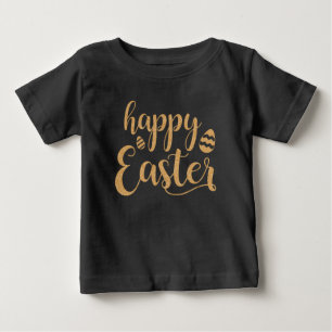 Süße Jungen Frohe Ostern Schwarz Gold Baby T-shirt
