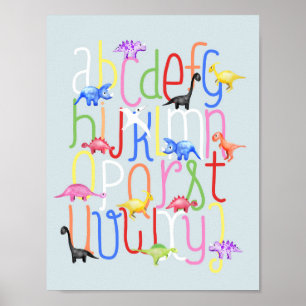Süße Jungen Kinderzimmer Dinosaurier ABC Alphabet  Poster