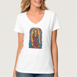 Süße Jungfrau von Guadalupe Damen V-Ausschnitt T-S T-Shirt