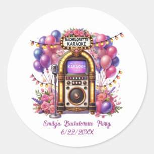 Süße Junggesellinnenabschied-Party Name Datum  Runder Aufkleber