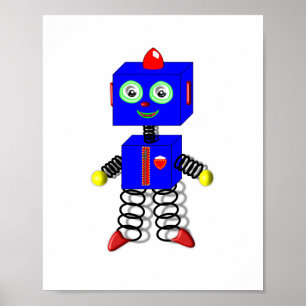 Süße Jungs Zimmer Roboter Bild Poster Dekor