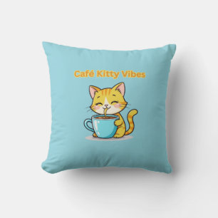**Süße Kaffeekatze – Adorable Katze trinkt Kaffee  Kissen
