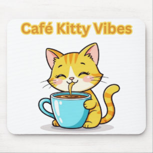 **Süße Kaffeekatze – Adorable Katze trinkt Kaffee Mousepad