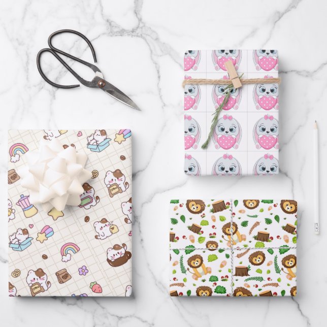 Süße Kaffeekatzen-Geschenkpapierbögen Geschenkpapier Set (Vorderseite)