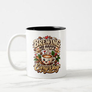 Süße Kaffeeliebhaber brauen Glück Zweifarbige Tasse