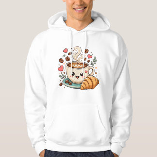 Süße Kaffeetasse mit Gesicht T-Shirt | Kawaii Kaff Hoodie