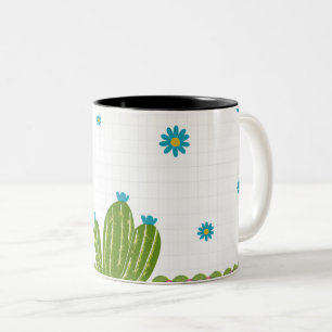 Süße Kaktus-Blumen-Tasse. Zweifarbige Tasse