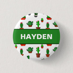 Süße Kaktus-Illustrationen Muster Personalisiert Button