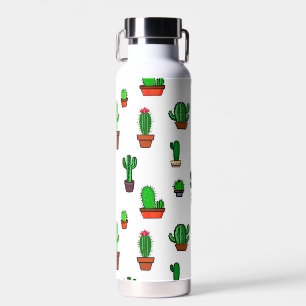 Süße Kaktus-Illustrationen Muster Weiß Trinkflasche