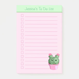 Süße Kaktuspflanze Personalisierte linierte To-Do- Post-it Klebezettel