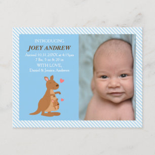 Süße Känguru-Joey-Baby-Foto-Geburtsanzeigen Ankündigung