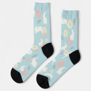 Süße Kaninchen Blumen Muster Socken