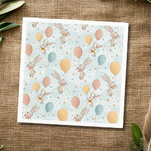 Süße Kaninchen halten Pastell-Eier-Balloons Serviette