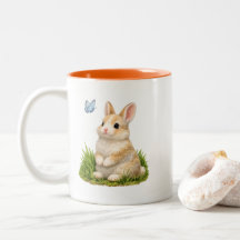 Süße Kaninchen-Hase-Kaffeetasse doppelseitig