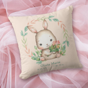 Süße Kaninchen-Hasen-Blattkranz-Babyzimmer Kissen